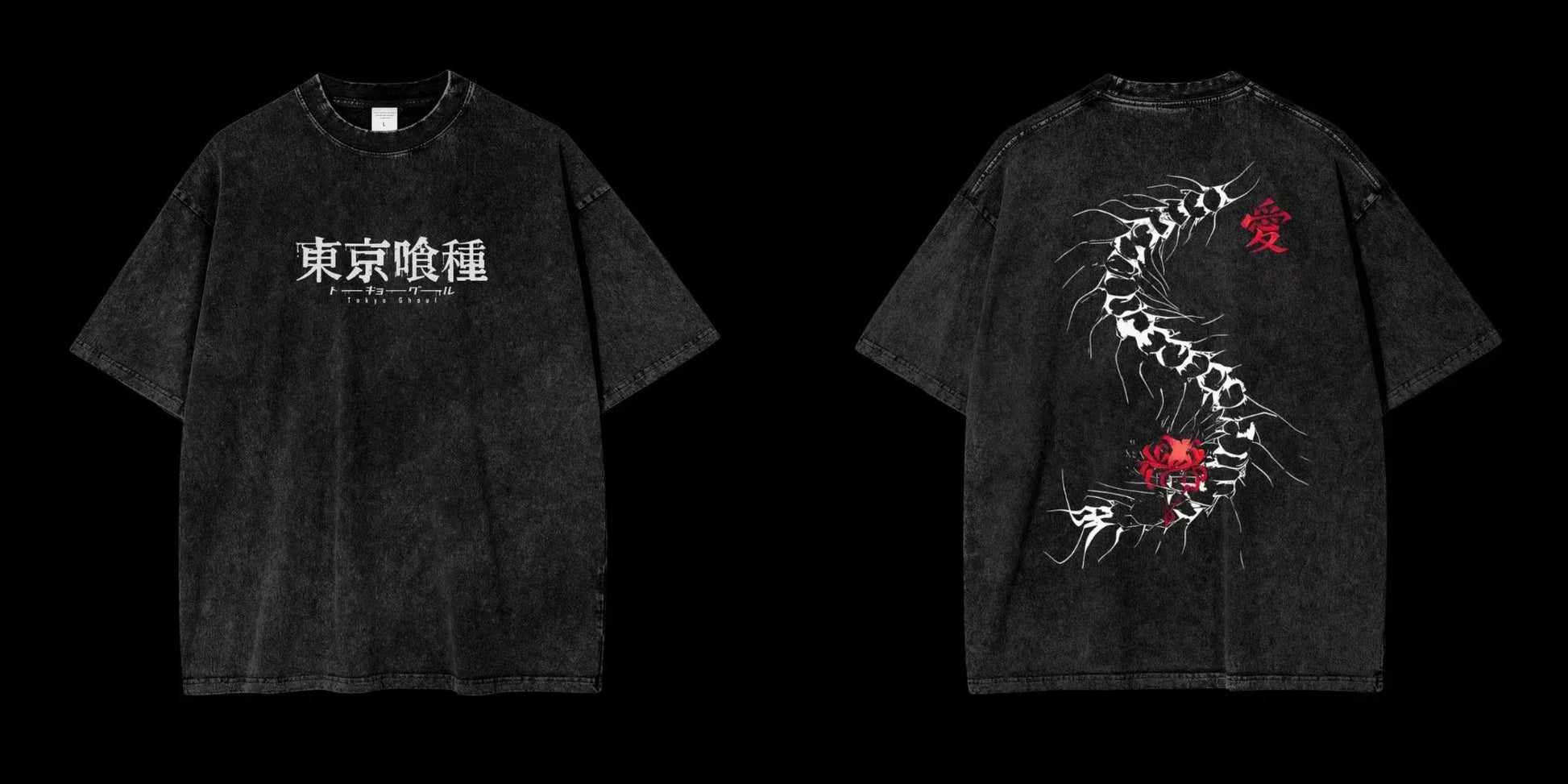 Trendy Summer Harajuku Men's Anime T-Shirt - Tokyo Ghoul Kaneki Ken Centipede Design in Soft Washed Cotton for Stylish Streetwear